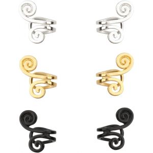Kal-3 Paires Boucles D'oreilles D'acupression, Boucles D'oreilles D'acupression Manchette &Agrave; Oreille &Agrave; Clip Femme Clips Boucles D'oreilles Non Perc&eacute;es Pour Anxi&eacute;t&eacute; (Noir, Argent, Or) - Neuf