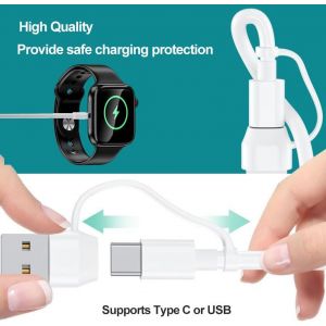 Chargeur Pour Apple Watch,Montre Intelligente Câble De Charge De Rechange,Chargeur Magnétique Usb Câble,Sans Fil Station De Charge Rapide Pour Apple Watch Series 9 8 7 6 5 4 3 2 1 Se Ultra - Neuf