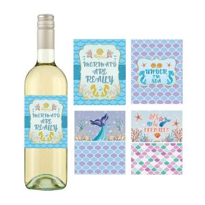 96 Autocollants Sir&egrave;ne Pour Bouteille De Vin (4 Styles), &Eacute;tiquettes Pour Bouteille De Vin, Autocollants Pour D&eacute;corations De F&ecirc;te D'anniversaire - Neuf