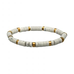 Bracelet Perles Heishi Turquoise Blanche - Neuf