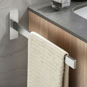 Porte-Serviettes Sans Perçage Bras Unique En Acier Inoxydable 304 Brossé Porte-Serviettes Salle De Bain Mural Auto-Adhésif Porte-Serviettes Invité Argent Pour Salle De Bain - Neuf
