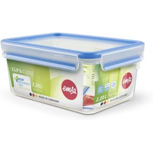508544 Boîte Alimentaire Rectangulaire Avec Couvercle,Transparent/Bleu,2,3 L Clip Et Close - Neuf