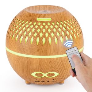 Humidificateur à ultrason (Bois de Couleur), 400ml d'Huile Essentielle Diffuseur, 7 Couleurs de LED Aromathérapie Diffuseur Humidificateur Bébé avec Télécommande et 4 Minuteries pour les Enfants - Neuf