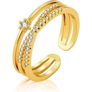 Kal-Bague Argent 925 Femme, Bague Infini Zircone, Bague Réglable, Élégante, Hypoallergénique, Bague De Fiançailles Femme, Bague D'amitié, Cadeaux De Bijoux Pour Fille, Mère, Copine - Neuf