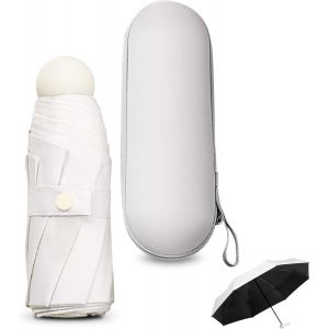 Mini Parapluie Pliable Compact 8 Nervures - Anti-Uv/Coupe-Vent Professionnel Avec &Eacute;tui De Transport - Ultra-L&eacute;ger Pour Voyage, Sac &Agrave; Main & Poche - Neuf