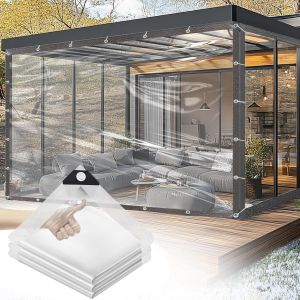 SPWA-Bâche transparente pour l'extérieur - 1,5 x 4 m - 2025 - Anti-déchirure - ?illets - Bâche transparente - Protection contre la pluie - Bâche de protection contre la pluie - Bâche transparente - Neuf