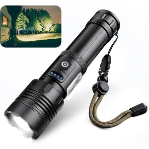 Lampe Torche Led Ultra Puissante 10000 Lumens, Lampe De Poche Tactique Rechargeable Usb-C, 7 Modes D'&eacute;clairage, Zoomable, &Eacute;tanche Ipx4 Pour Le Camping Et L'ext&eacute;rieur - Neuf