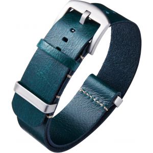 Eryi-Bracelets De Montres En Cuir Remplacement Bracelet Pour Montre En Cuir Huilé Crazy Horse 18mm 19mm 20mm 21mm 22mm 24mm Bracelets En Une Seule Pièce Pour Homme Et Femme Avec Boucle Argent/Noir - Neuf