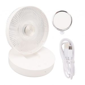 Hjlian Ventilateur De Camping Led 4 Vitesses, 3 Niveaux De Luminosite, Chargement Usb, Pliable, Portable, Avec Eclairage, Pour L'exterieur Et La Maison - Neuf