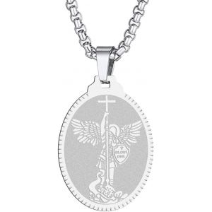 Kal-Collier Saint Christophe Avec Pendentif Saint Michel George Barbara Pour Homme Et Femme Le Sceau Des Sept Archanges Médaille Religieuse Médaille Disque Bijoux Cadeau Chrétien - Neuf