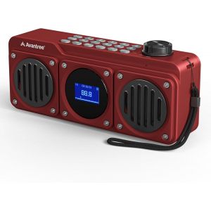 Boombyte - Radio Fm Portable Avec Enceinte Bluetooth, Deux Haut-Parleurs (14W), Volume Élevé, Son Stéréo, Emplacement Pour Carte Micro Sd, Avec Port Usb, 11H Rechargeable Lecteur Mp3 - Rouge[Z207] - Neuf