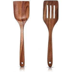 Lot De 2 Spatules Bois 30cm - Ustensiles Cuisine Weng&eacute; - R&eacute;sistant Chaleur - Neuf
