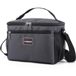 MEVRONISSHOP-Lunch Bag Sac isotherme Sac isotherme portable Avec bandouli&egrave;re r&eacute;glable, Convient pour les pique-niques, le travail, l'&eacute;cole et les voyages, etc. (Gris) - Neuf