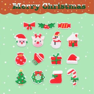 Pack de 15 No&euml;l &agrave; repasser sur les Patchs Santa Elk Fer-sur des Autocollants de Fer-sur des Autocollants de Transfert de Chaleur Autocollants Robe Chemise en Tissu de BRICOLAGE de l'Artisanat D&eacute;cora - Neuf
