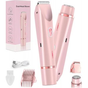 Tondeuse De Bikini &Eacute;lectrique 2 En 1 Pour Femme, Double T&ecirc;te, Ipx7, &Eacute;tanche Et Humide, Rasoir Portable Pour Cheveux, Visage, Sourcils, Moustache, Barbe, Bras, Jambes, Rasoir Pour Filles - Neuf