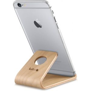 Support de t&iquest;&iquest;l&iquest;&iquest;phone Portable - Stand Universel pour Smartphone et Tablette Compatible avec iPhone Samsung Galaxy Huawei - Bois de Bouleau - Neuf