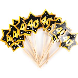 Decoration anniversaire 40 ans piques de f&iquest;&ordm;te noir/dor&iquest;&iquest; - D&iquest;&iquest;coration e pour anniversaire 40 ans femme et homme - Neuf