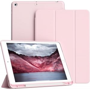 KALANKA-Coque pour iPad 10,2 Pouces, iPad 9&iquest;&iquest;me / 8&iquest;&iquest;me / 7&iquest;&iquest;me G&iquest;&iquest;n&iquest;&iquest;ration Mod&iquest;&iquest;le 2021/2020/2019 avec Porte-Crayon, Coque de Protection int&iquest;&iquest;gral Ultra-Mince et Souple, Veille/R&iquest;&iquest;veil Auto, Rose - Neuf