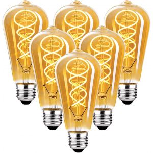 Ampoule Led Vintage E27 Dimmable 4w St64 - Blanc Chaud, Edison Idéal Pour L'éclairage Rétro Nostalgique Décoratif, Verre Ambré - 6 Pièces[Amp748031] - Neuf