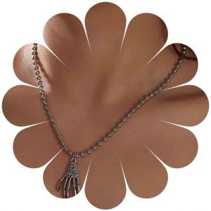 Kal-Collier Tour De Cou Boho Squelette Collier Pendentif Os De Squelette Gothique Collier Tête De Mort Vintage Collier Tête De Mort Argent Collier Chaîne À Boules Bijoux Pour Femmes Et Filles - Neuf