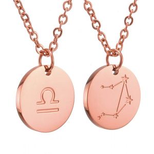 Kal-Zodiac Chain - Collier Pendentif Zodiaque Or/Argent/Or Rose I Collier Zodiaque Acier Inoxydable Femme, Collier Acier Inoxydable Femme - Neuf