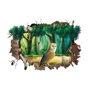 Autocollant mural 3D en PVC amovible motif hibou - 6 pi&egrave;ces, imperm&eacute;able, 50 x 70 cm, d&eacute;coration d'int&eacute;rieur moderne - Neuf