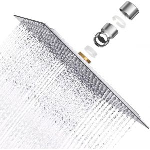 Pommeau de douche &agrave; effet pluie en acier inoxydable AISI304 - 25 x 25 cm - Avec buses anti-calcaire - Carr&eacute; - Neuf