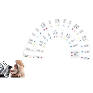 Ensemble de 61 &eacute;tiquettes de notes pour clavier de piano, id&eacute;al pour l'apprentissage - Autocollants en silicone amovibles pour d&eacute;butants - Neuf