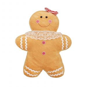 Coussin décoratif en peluche en forme de bonhomme en pain d'épices de Noël avec housse amovible pour décoration de chambre de vacances, coussin de canapé, jouet-Style 40 - Neuf