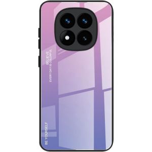 Kal-Coque Pour Xiaomi Redmi Note 14 Pro Plus 5g / Redmi Note 14 Pro+, Etui Dégradé De Couleur Verre Trempé Back Coque + Souple Silicone Tpu Case Cover Protection Antichoc Housse (Violet) - Neuf