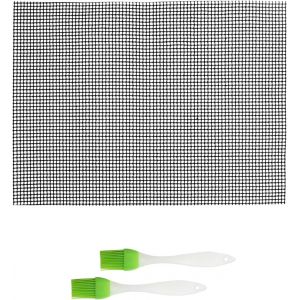 LETNERNY-Lot De Tapis De Barbecue Anti-Adhésifs - Noir - 40 X 30 Cm - Filet De Barbecue En Téflon - Résistant À La Chaleur - Réutilisable - Pour Barbecue À Gaz, Charbon De Bois, Barbecue Électrique, - Neuf