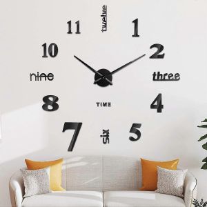Horloge murale design moderne Horloge murale 3D sans cadre silencieuse et sans tique pour la cuisine de la chambre - Neuf