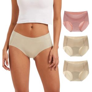 Khkui-Culotte Sans Couture Femme Léger Slip Invisible Microfibre Stretch Shorty Doux Lot De 3 - Neuf