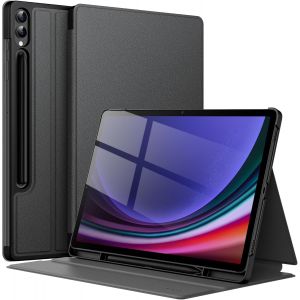 JGD-Coque pour Samsung Galaxy Tab S10 Plus/Tab S9 Plus 12,4 Pouces avec S Pen Porte-Stylet, Fine Folio Protecteur Tablette Housse &Eacute;tui, Multi-Angle Affichage (Graphite Noir) - Neuf