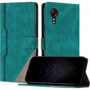 Kal-&Eacute;tui Pour Samsung Galaxy Xcover 5, Housse En Cuir Pu Avec [Protection Antichoc Tpu] [Fonction Support] [Porte-Cartes ] Antichoc Magn&eacute;tique Coque Pour Galaxy Xcover 5 - Vert - Neuf