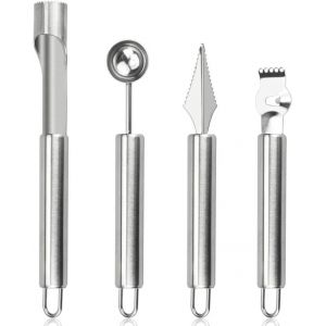 Mevronisshop-4 Pcs Cuill&egrave;res &Agrave; Fruits En Acier Inoxydable Alimentaires Cuill&egrave;re Boule Melon De Diff&eacute;rentes Tailles Couteau &Agrave; D&eacute;couper Les Fruits Multifonctionnel Pour Sculpture Cr&eacute;ative De Fruits - Neuf