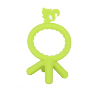 Anneau De Dentition En Silicone Antiderapant Pour Bebe, Mignon Ecureuil, Jouet A Macher Pour Bebe, Vert - Neuf