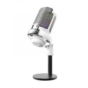 Microphone à condensateur de jeu USB Microphone d'enregistrement d'ordinateur Microphone à condensateur d'éclairage RVB Whit - Neuf