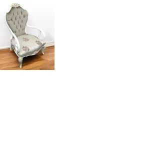 2 Fauteuils Louis XV Bois Blanc Sculpt&eacute; Dossier Capitonn&eacute; Assise Motifs - Neuf