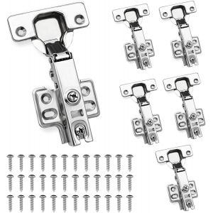 6 PCS Charni&egrave;res Invisibles, Charni&egrave;res Porte Placard Amorties, Charni&egrave;res Porte Cuisine Hydraulique, Angle d'Ouverture 110&deg;, pour Armoires et Portes, en Acier Lamin&eacute; &agrave; Froid, avec Vis Incluses - Neuf