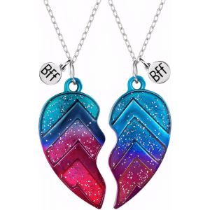 Kal-2 Pièces Meilleur Ami Licorne Coeur Collier, Collier Licorne Pendentif Coeur Licorne, Separable, Best Friends Argent Femmes, Amitié Anniversaire Graduation Saint Valentin Bijoux Cadeau Pour Fille - Neuf