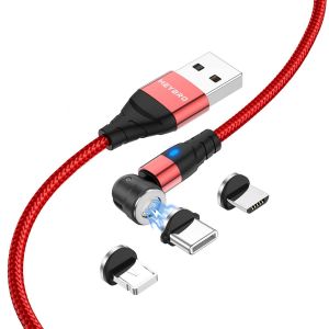 Thef-Chargeur Magnétique Usb C, 2m Transfert De Données Charge Rapide 3a Câble Aimanté, Nylon Cable Magnetique Type C Pour Phone, Android Samsung, Huawei, Xiaomi - Neuf