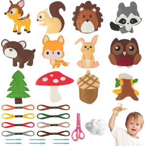 Eryi-Kit De Couture Enfant, 12 Pcs Kits De Couture En Feutre De Animal, Ensemble D'artisanat Et De Couture Pour Enfant Cadeau De Bricolage, Éducatif Jouets À Coudre Pour Débutants (Animal Poupée) - Neuf
