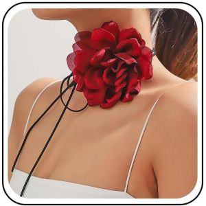 Kal-Collier Ras-De-Cou Fleuri Collier Velours Fleuri Noir Collier Ras-De-Cou Fleuri Gothique Collier Collier Fleuri Noir Long Collier En Daim Bijoux Pour Femmes Et Filles - Neuf