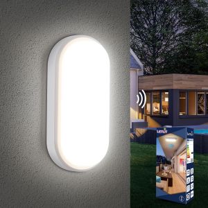 Liux-Lampe Detecteur De Mouvement Interieur,18w 1800lm Plafonnier Led Ovale,4000k Applique Murale Intérieure,Ip54 Plafonnier Salle De Bain,Lampe Exterieur Pour Garage Couloir Cave Jardin Balcon - Neuf