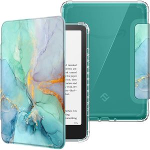 GUOP-Étui Pour 7"" Kindle Paperwhite (12E Génération,2024) Et Kindle Colorsoft (1Re Génération,2025/2024),Étui Transparent En Tpu Souple Housse Veille/Réveil Auto,Marbre Émeraude - Neuf