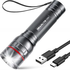 Tianyi-Lampe Torche Lde Rechargeable, Lampe De Poche 2000 Lumens 3 Modes, Zoomable Lampe Torche Tactique Led Ultra Puissante, Mini Lampe De Poche Enfant Portable Pour Cadeau Camping Urgence Gris - Neuf