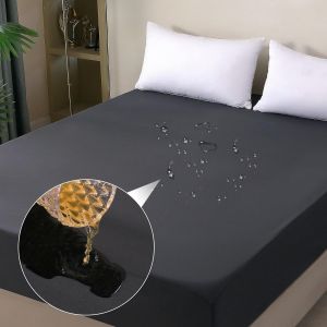 TZF-Protège-matelas imperméable 120 x 200 cm - Housse de matelas imperméable et respirante - Protection contre l'humidité - Pour toutes les saisons - Gris foncé - Neuf