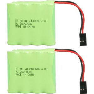 2 Pi&egrave;ces 4,8 V 2400 Mah Batteries Rechargeables Aa Nimh Avec Connecteur Hitecpour Voitures Rc,Camions Rc,Avions Rc,Excavatrices Rc,Jouets &Eacute;lectriques,R&eacute;cepteurs De T&eacute;l&eacute;commande - Neuf
