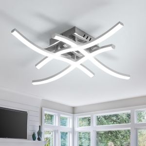 Subzonal-Plafonnier Led Salon, Lustre Chambre, Lampe Plafond Design Incurv&eacute;, Moderne Luminaire Plafonnier Led, 24w 2700lm, 6500k Luminaires Int&eacute;rieu, Lumi&egrave;re Blanc Froid Pour Couloir, Salon, Cuisine - Neuf